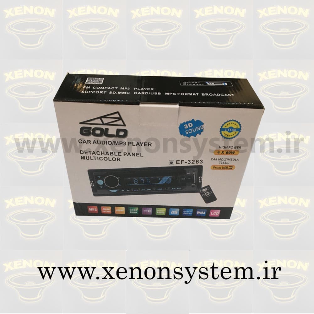 ضبط / پخش خودرو گلد مدل EF-3263 پنل جدا