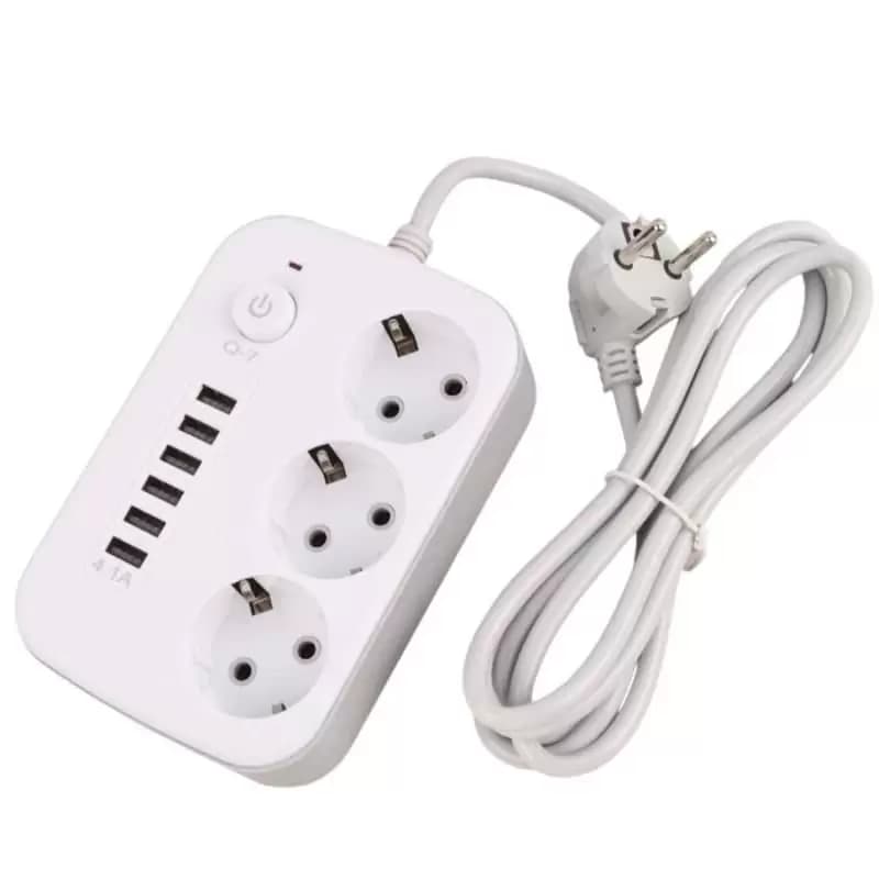 چند راهی 3 خانه برق Q-7 با کابل 2 متری + شارژر USB — تصویر ۶