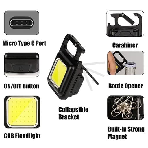 چراغ قوه شارژی مگنتی Cob Rechargebale Keychain Light — تصویر ۲