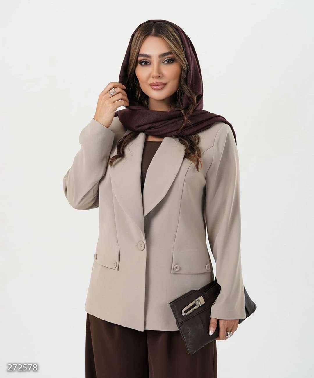 کت یقه آرشال کرپ زارا تک دکمه مدل شایلیا |کد:1245