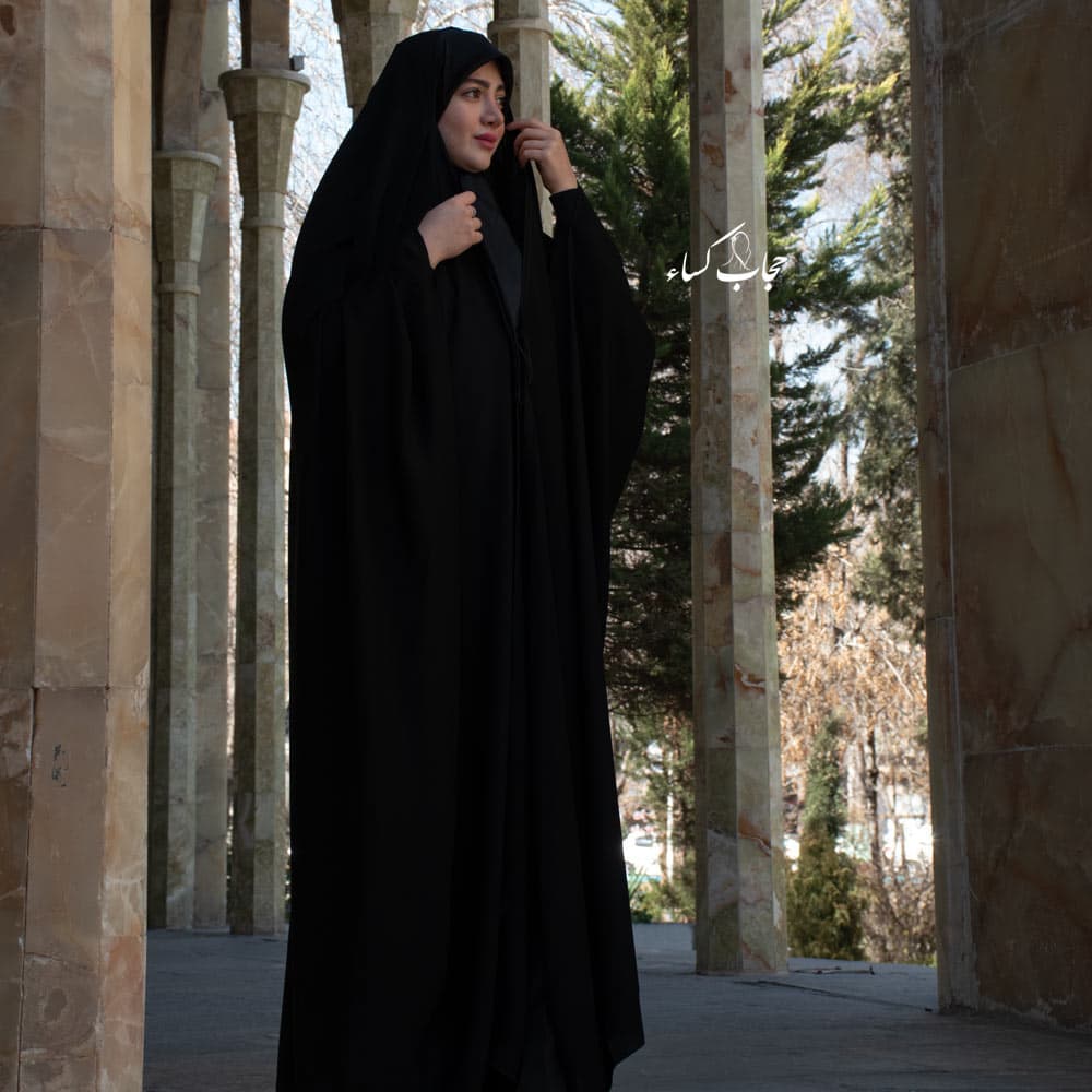 چادر عبایی ساده مدل جده کرپ ایران — تصویر ۳