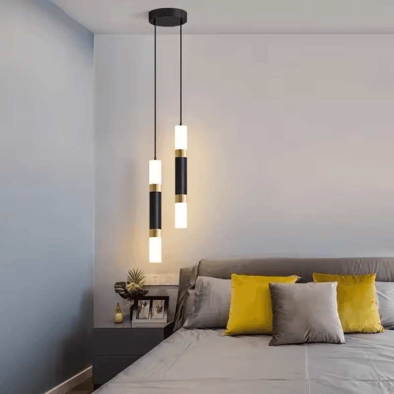 چراغ آویز بلند مدرن LED، نورپردازی لوله‌ای برای اتاق خواب، اتاق نشیمن، غذاخوری، لامپ‌های آویز کنار تخت، نورپردازی خطی، دکور