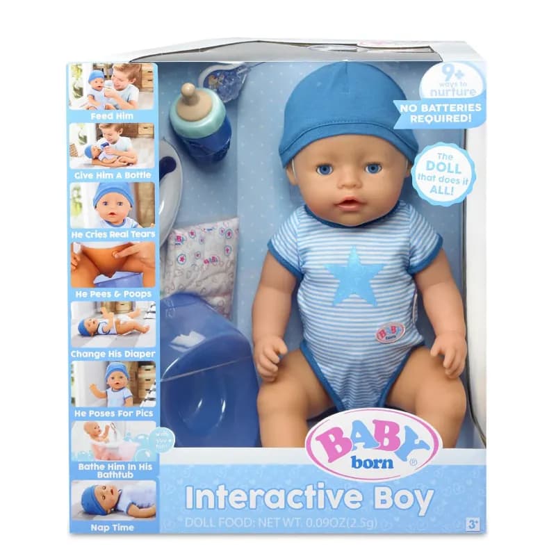 عروسک بیبی بورن مدل Interactive Boy با لباس آبی