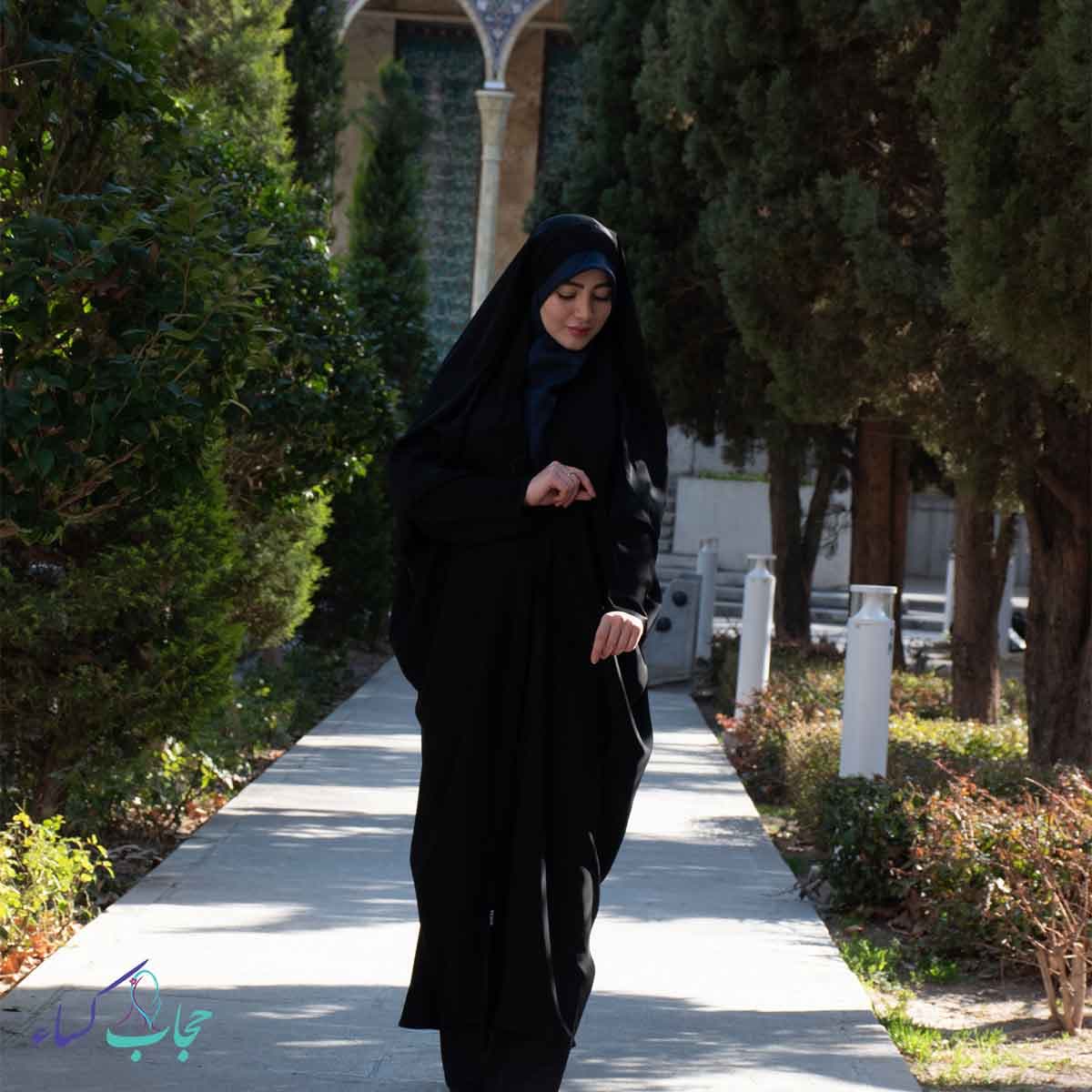چادر صدفی ساده کرپ ایرانی — تصویر ۳