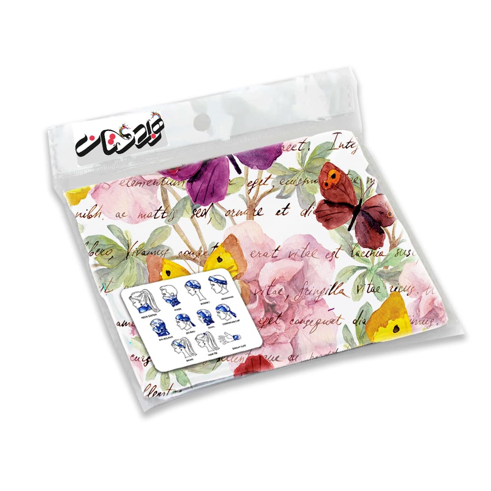 اسکارف ورزشی هزاردستان طرح گل و پروانه مدل das55 — تصویر ۳