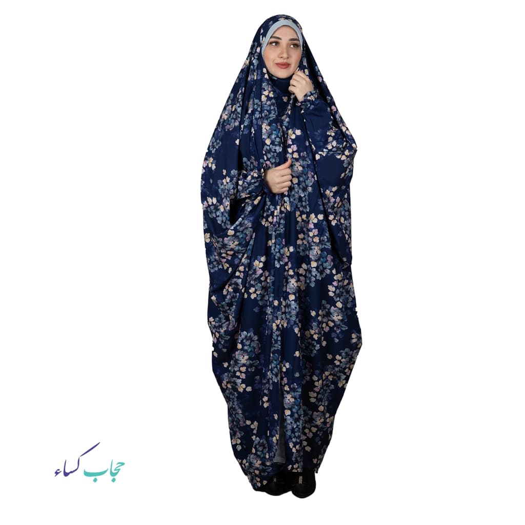 چادر مجلسی سهبعدی مدل یاس سرمه ای
