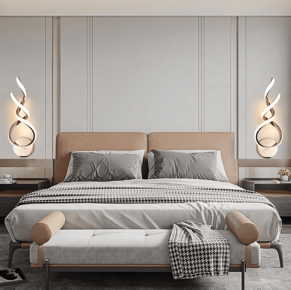دیوارکوب LED مدرن سه رنگ چراغ دیواری پرنور، مناسب برای اتاق خواب، اتاق نشیمن، روشنایی راهرو، روشنایی کتابخانه و کنار شومینه و آینه و جاکفشی و کنسول — تصویر ۴