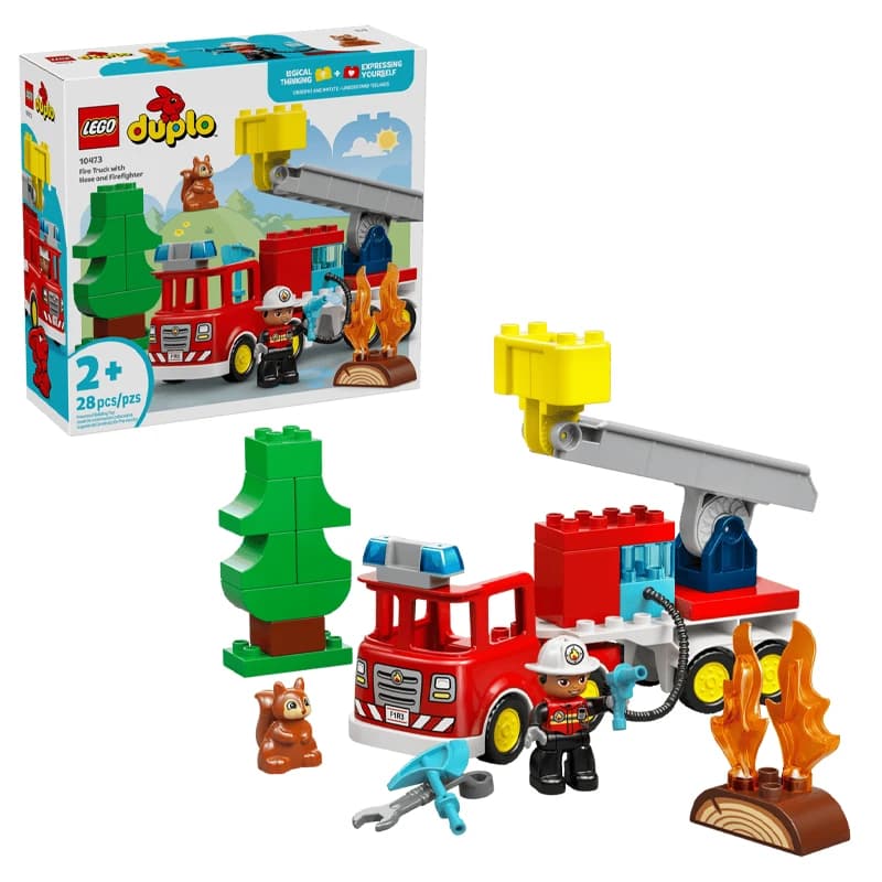 لگو Fire Truck with Hose and Firefighter سری دوپلو کد 10473