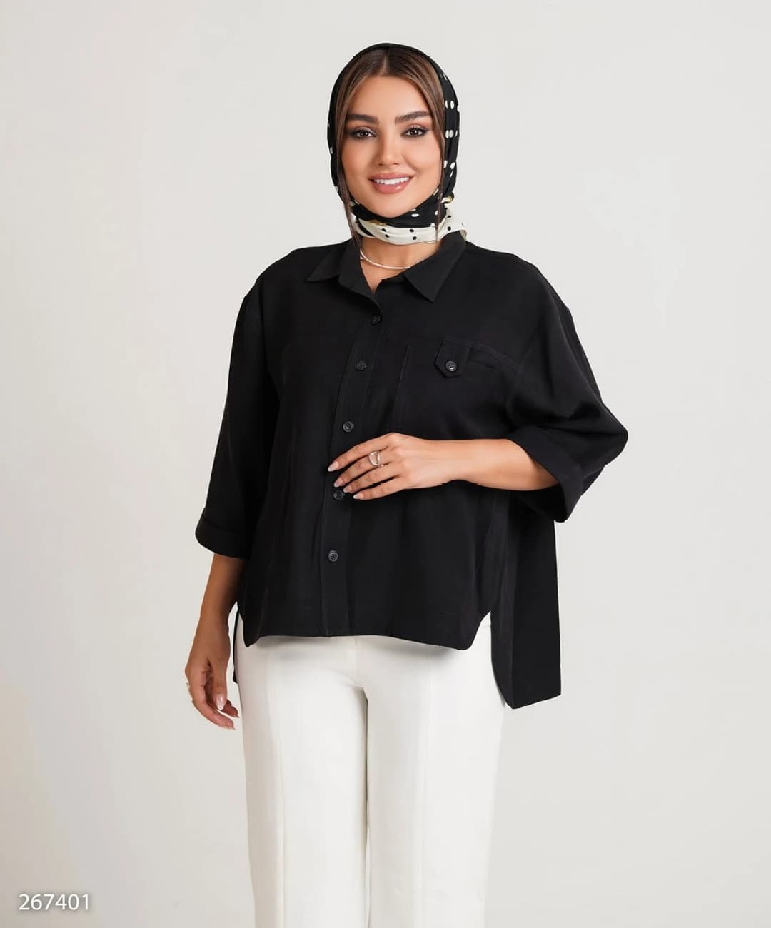 شومیز لیوسل بغل چاکدار یقه مردانه مدل دلاناز |کد:7094 — تصویر ۴
