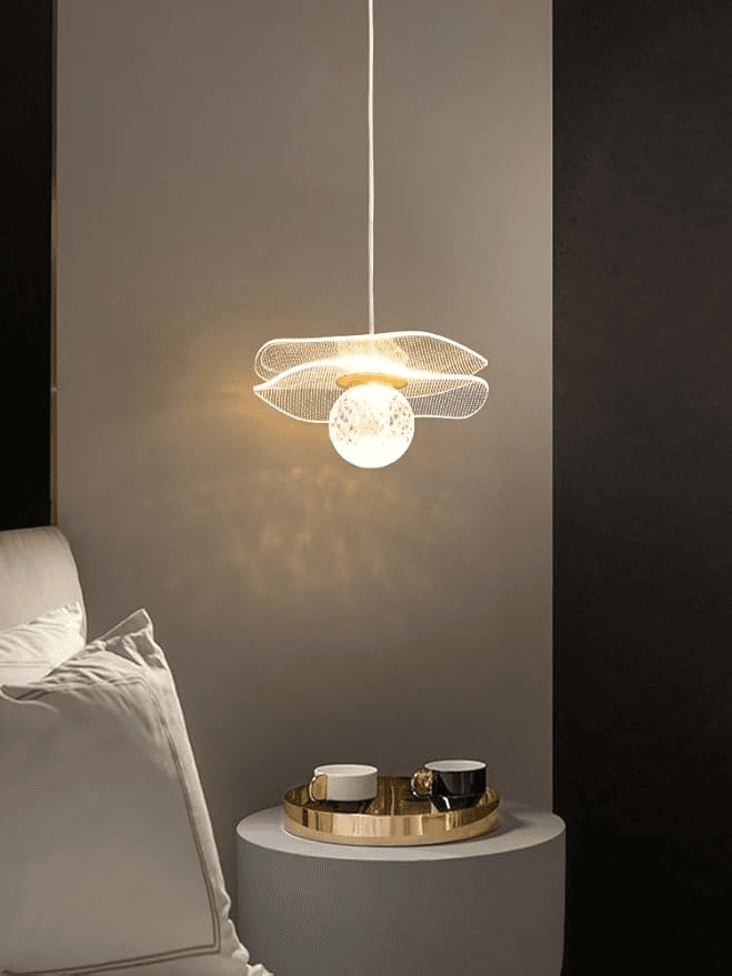 چراغ آویز تک LED با طرح گوی کریستالی مدرن و دو لبه متقارن/ چراغ آویز شهابی LED مدرن برای اتاق خواب دخترانه/ چراغ آویز اکریلیک/ چراغ سقفی، چراغ بار/ چراغ آویز داخل اتاق غذاخوری — تصویر ۲