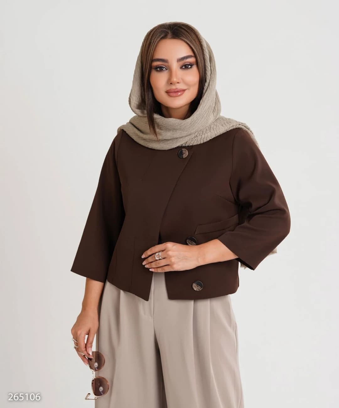 کت کرپ مورگان جیب نما یقه ایستاده مدل مهژین |کد:1218
