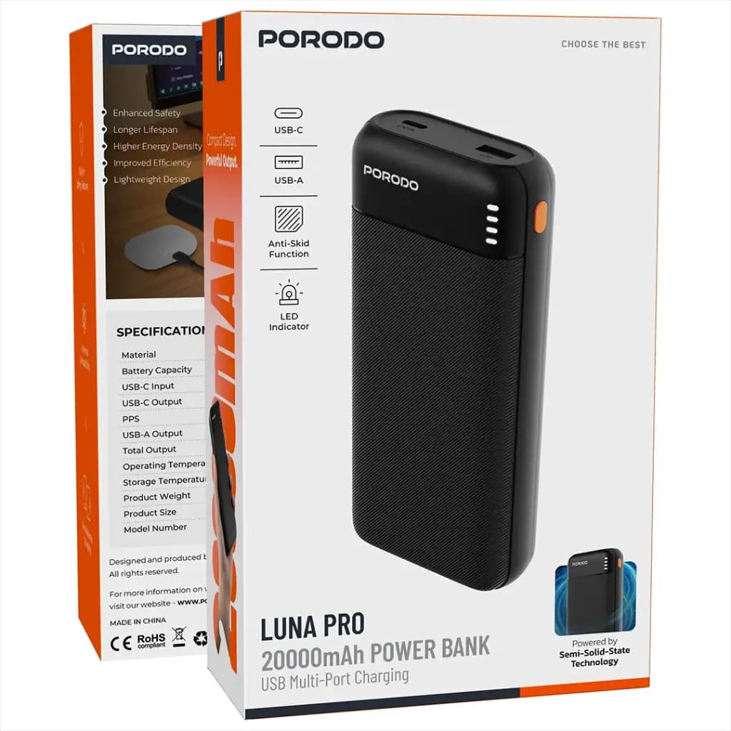 پاور بانک پرودو مدل Porodo Luna Pro 20000mAh — تصویر ۲