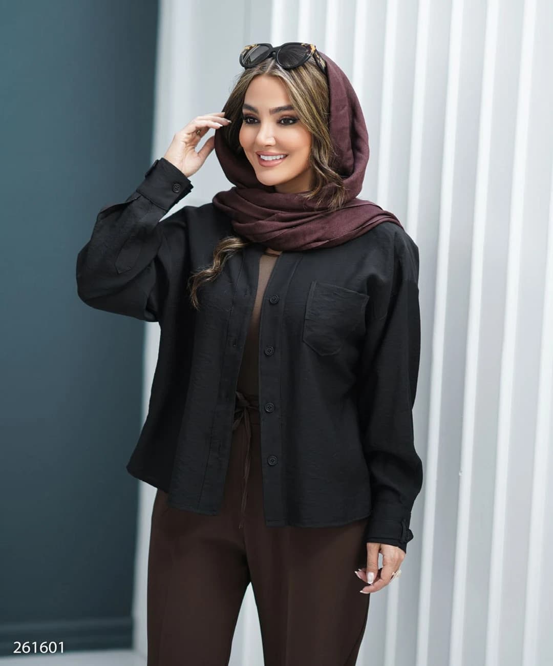شومیز پری جیب روی سینه یقه هفت مدل مهنین |کد:7081 — تصویر ۶