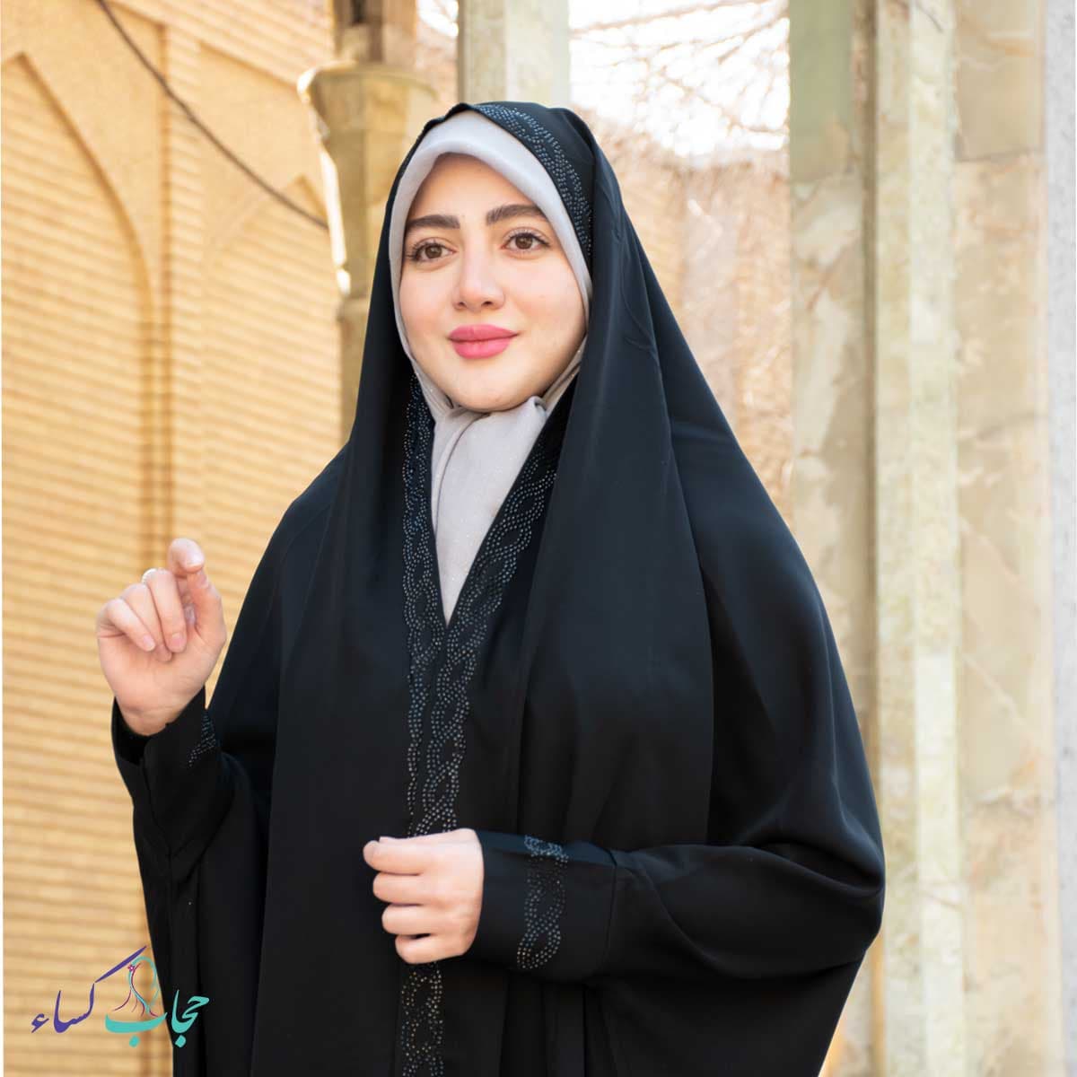 چادر دانشجویی کرپ کره ای -کامل نگین دار