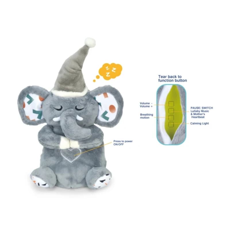 عروسک فیل کلاه دار موزیکال مدل Sleepy elephant چراغدار کد RJ6823A — تصویر ۸
