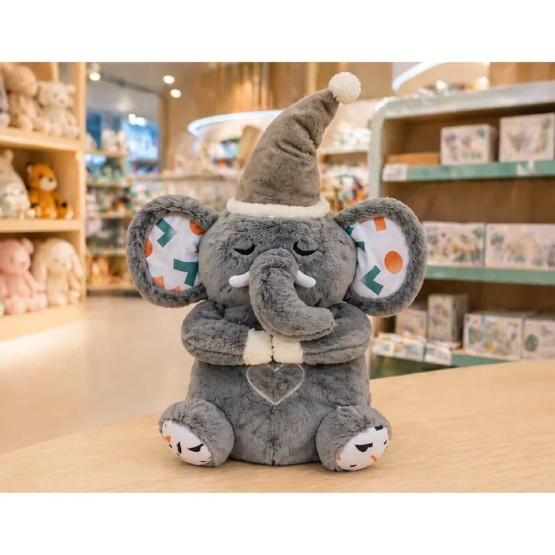 عروسک فیل کلاه دار موزیکال مدل Sleepy elephant چراغدار کد RJ6823A — تصویر ۶