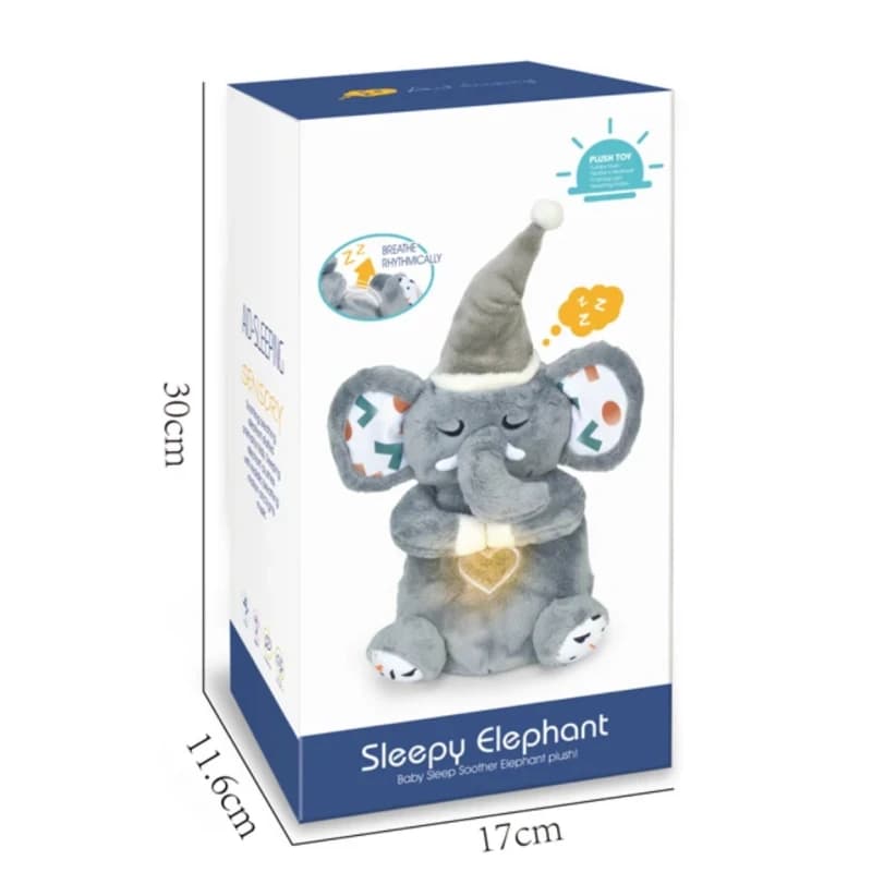 عروسک فیل کلاه دار موزیکال مدل Sleepy elephant چراغدار کد RJ6823A — تصویر ۵