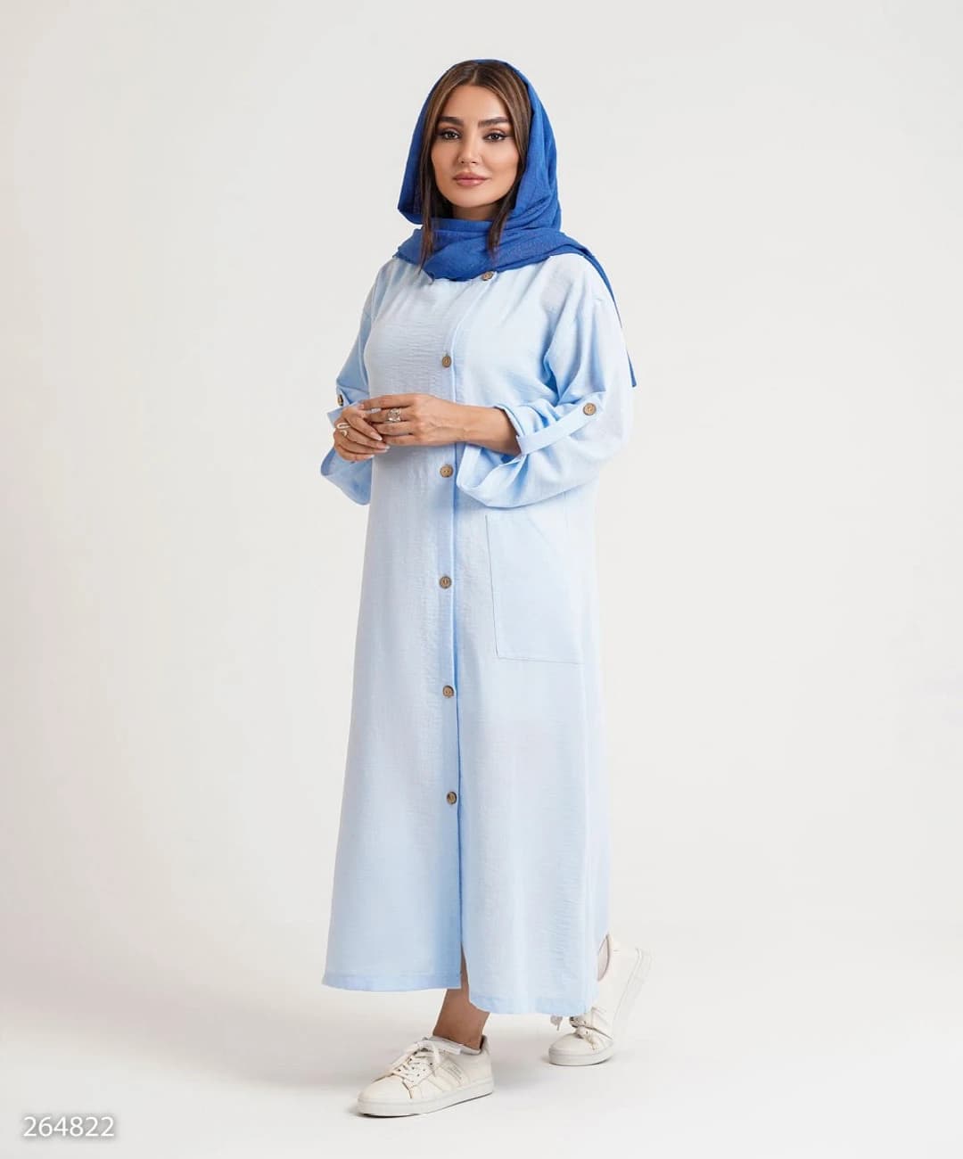 کفتان یقه گرد لینن زارا دکمه دار مدل سادیا |کد:6019 — تصویر ۳