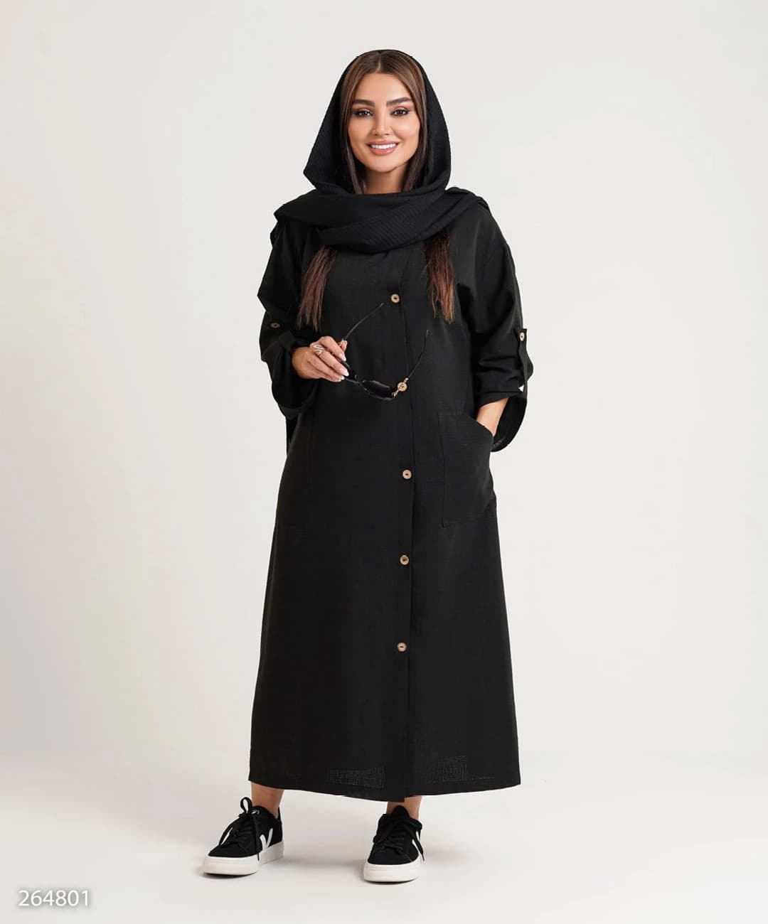 کفتان یقه گرد لینن زارا دکمه دار مدل سادیا |کد:6019