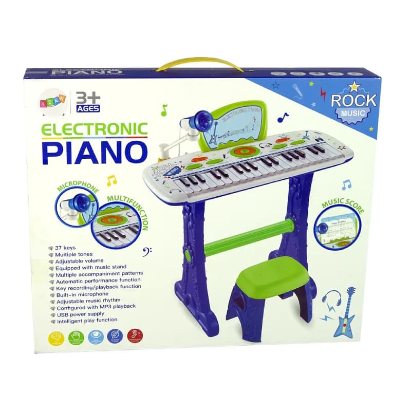 اسباب بازی پیانو با پایه و میکروفون مدل electronic piano کد 8808 — تصویر ۷