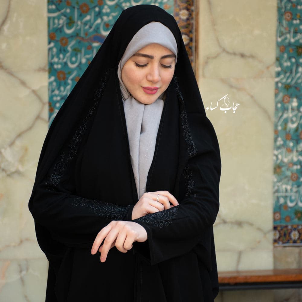 چادر صدفی کرپ کره نگینی — تصویر ۳