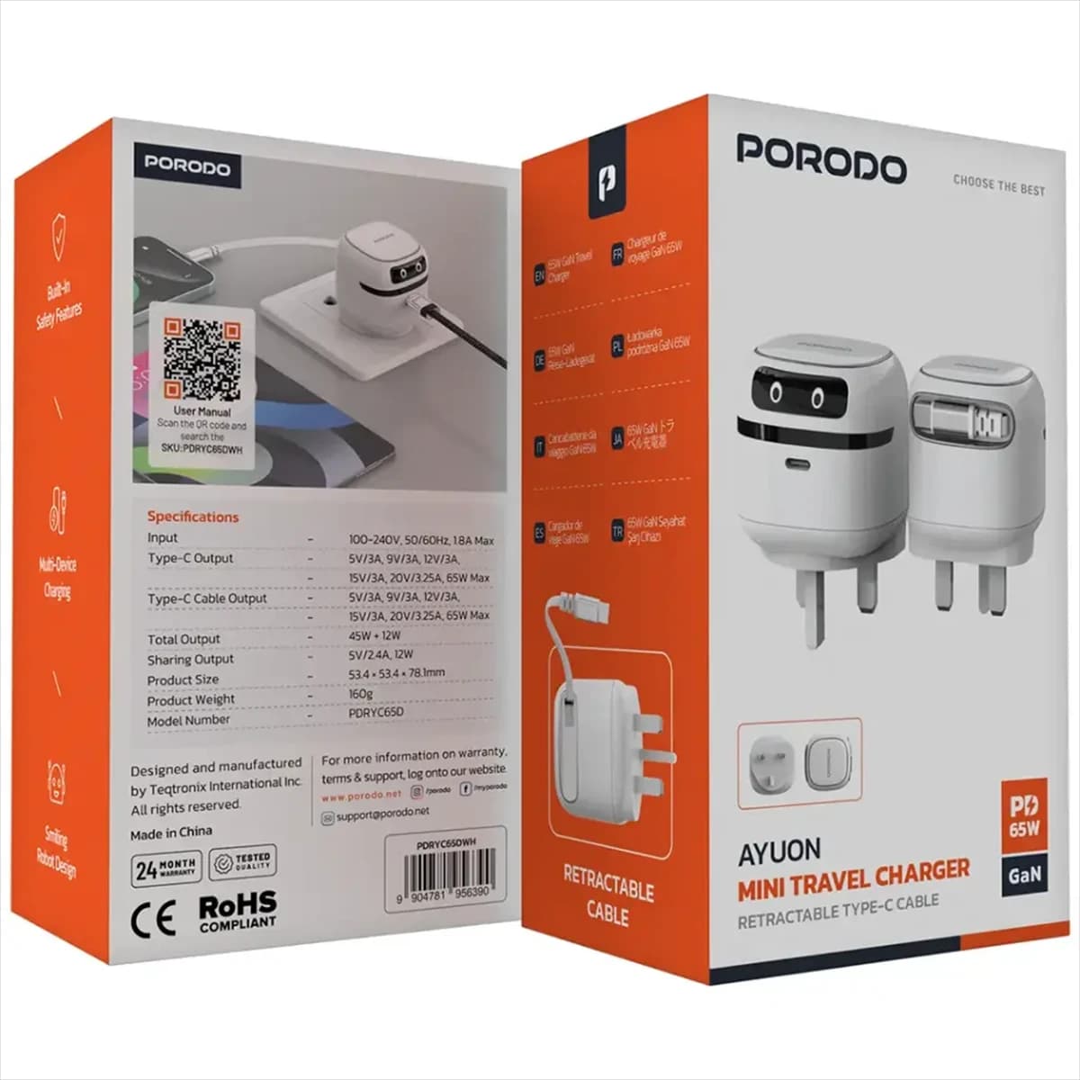 شارژر دیواری پرودو Ayuon Mini PD 65W — تصویر ۳