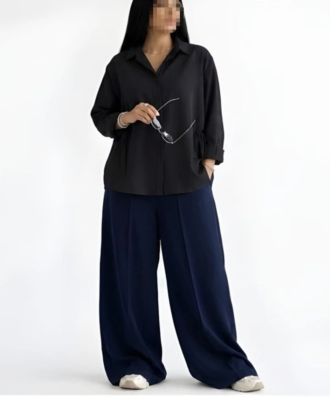 شومیز بندی nr راه راه درجه یک فری سایز مدل خاطره |کد:7071 — تصویر ۶
