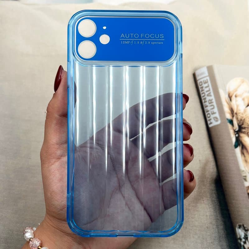 قاب گوشی iPhone 11 آیفون Crystal Square سیلیکونی شفاف ضد ضربه کرکره ای محافظ لنز دار آبی کد 170643