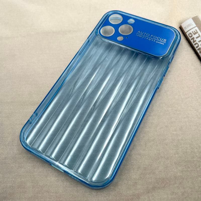 قاب گوشی iPhone 12 Pro Max آیفون Crystal Square سیلیکونی شفاف ضد ضربه کرکره ای محافظ لنز دار آبی کد 697407 — تصویر ۲