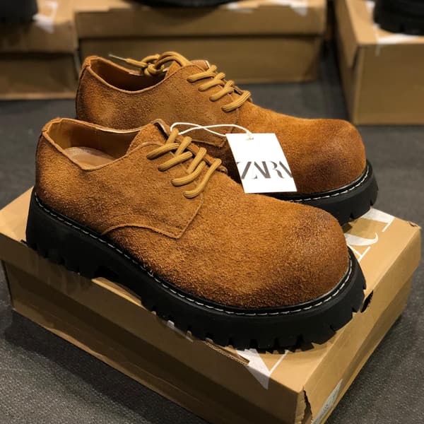 کتانی زارا فول بگ چرمی قهوه ای