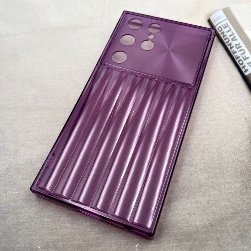 قاب گوشی Galaxy S23 Ultra سامسونگ Crystal Square سیلیکونی شفاف ضد ضربه کرکره ای محافظ لنز دار بنفش کد 157714 — تصویر ۲