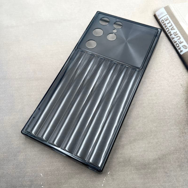 قاب گوشی Galaxy S23 Ultra سامسونگ Crystal Square سیلیکونی شفاف ضد ضربه کرکره ای محافظ لنز دار مشکی کد 514296 — تصویر ۲