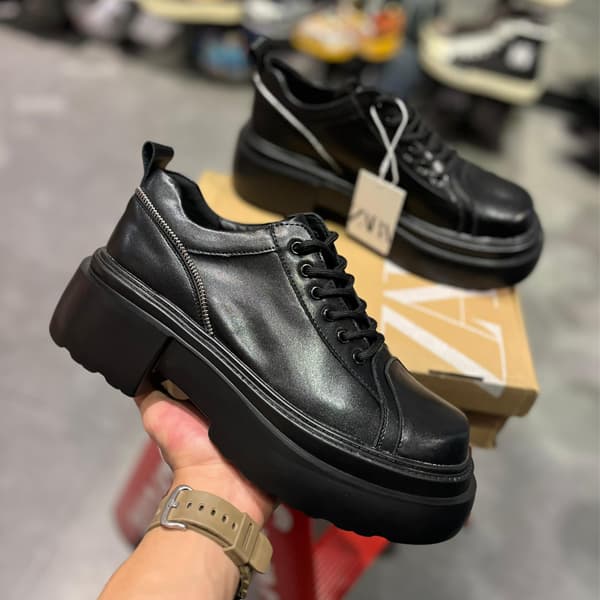 کتانی زارا زیره درشت چرمی مشکی — تصویر ۲