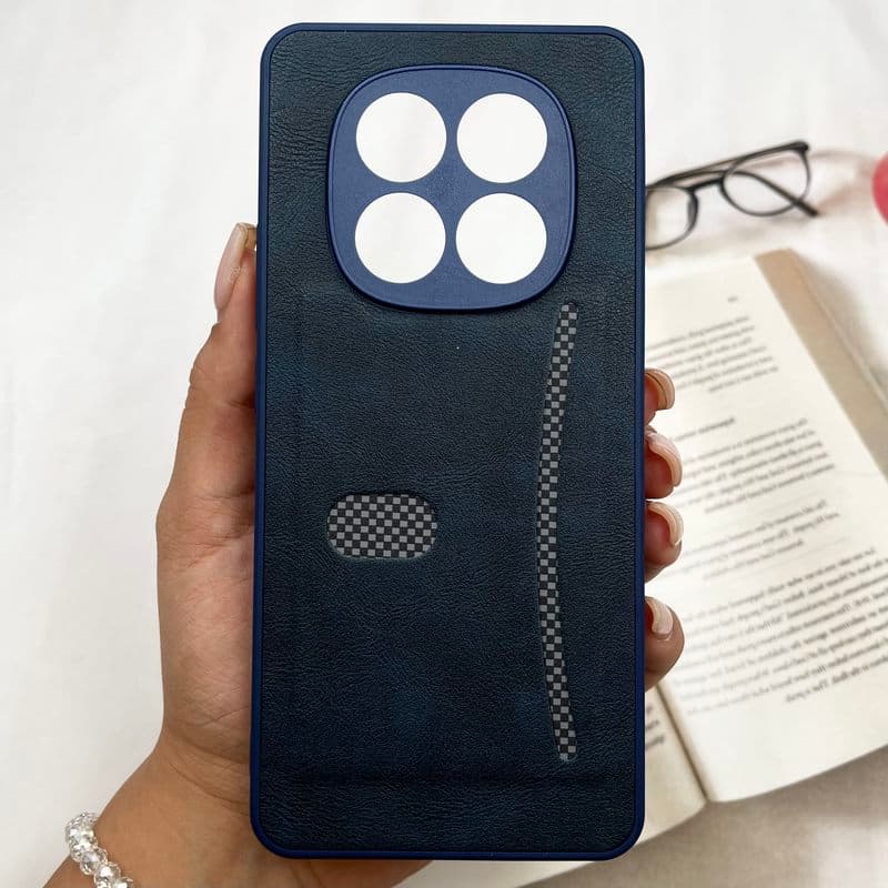 قاب گوشی Redmi Note 15 4G شیائومی Smart Wallet جاکارتی چرم اورجینال کربن اسپرت محافظ لنز دار سرمه ای کد 621631
