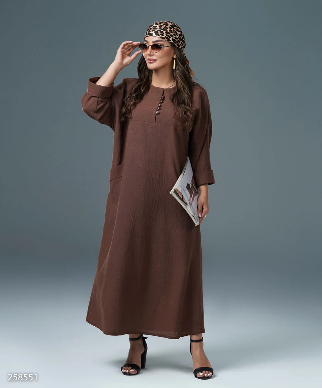 کفتان لینن زارا یقه گرد جیب نما مدل آروشان |کد:6013 — تصویر ۳