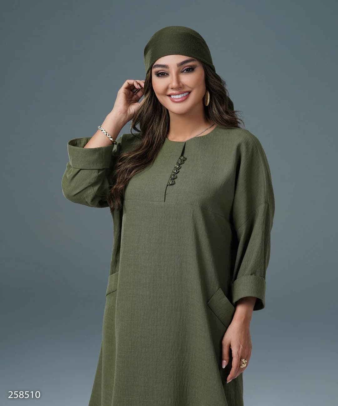 کفتان لینن زارا یقه گرد جیب نما مدل آروشان |کد:6013 — تصویر ۵