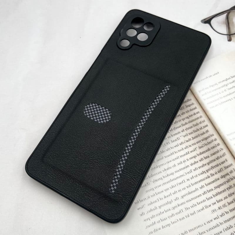 قاب گوشی Galaxy A12 / Galaxy M12 سامسونگ Smart Wallet جاکارتی چرم اورجینال کربن اسپرت محافظ لنز دار مشکی کد 660253 — تصویر ۲