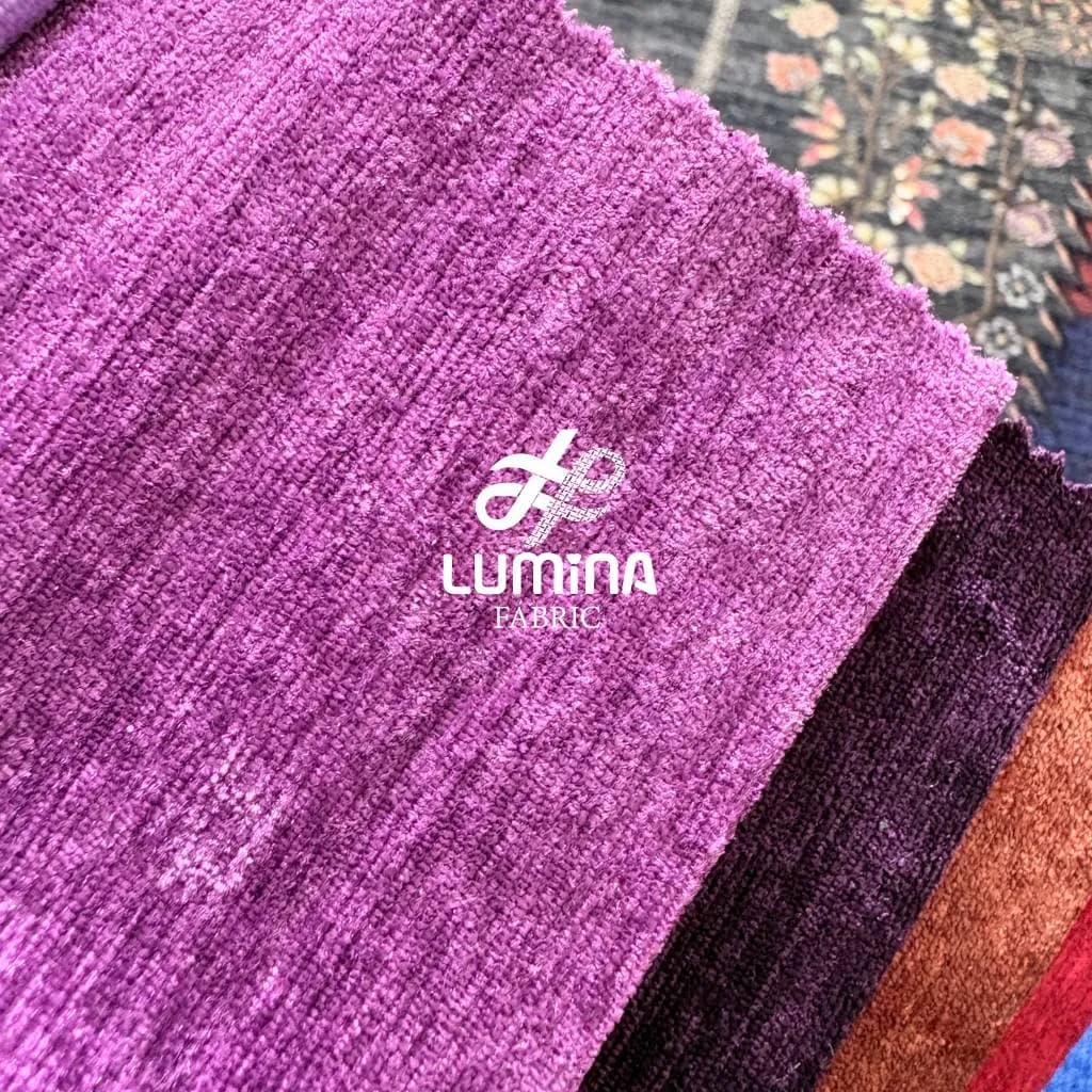 پرده آماده مخمل شانل بنفش | پرده پانچ آماده مخمل شانل 280×150 | لومینا فابریک — تصویر ۲