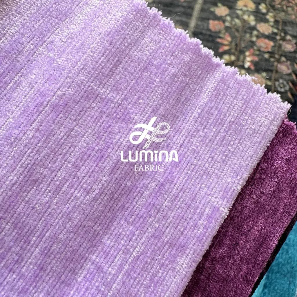 پرده آماده مخمل شانل یاسی | پرده پانچ آماده مخمل شانل 280×150 | لومینا فابریک — تصویر ۲