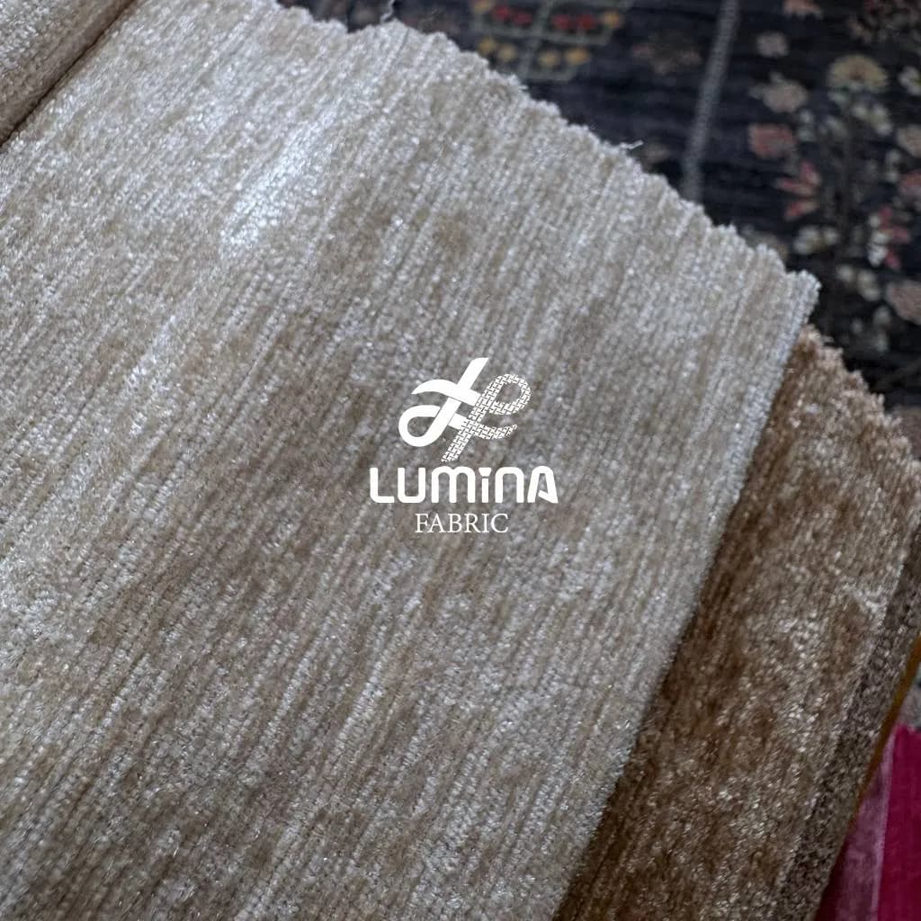 پرده آماده مخمل شانل کرم | پرده پانچ آماده مخمل شانل 280×150 | لومینا فابریک — تصویر ۲