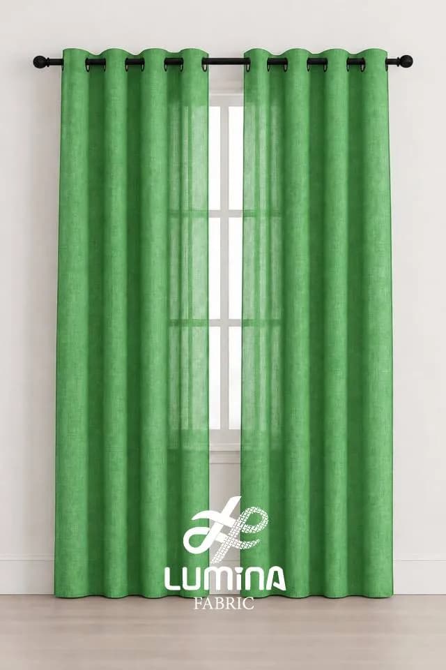 پرده حریر پانچی سبز چمنی آماده 280×150 | پنل آماده نصب