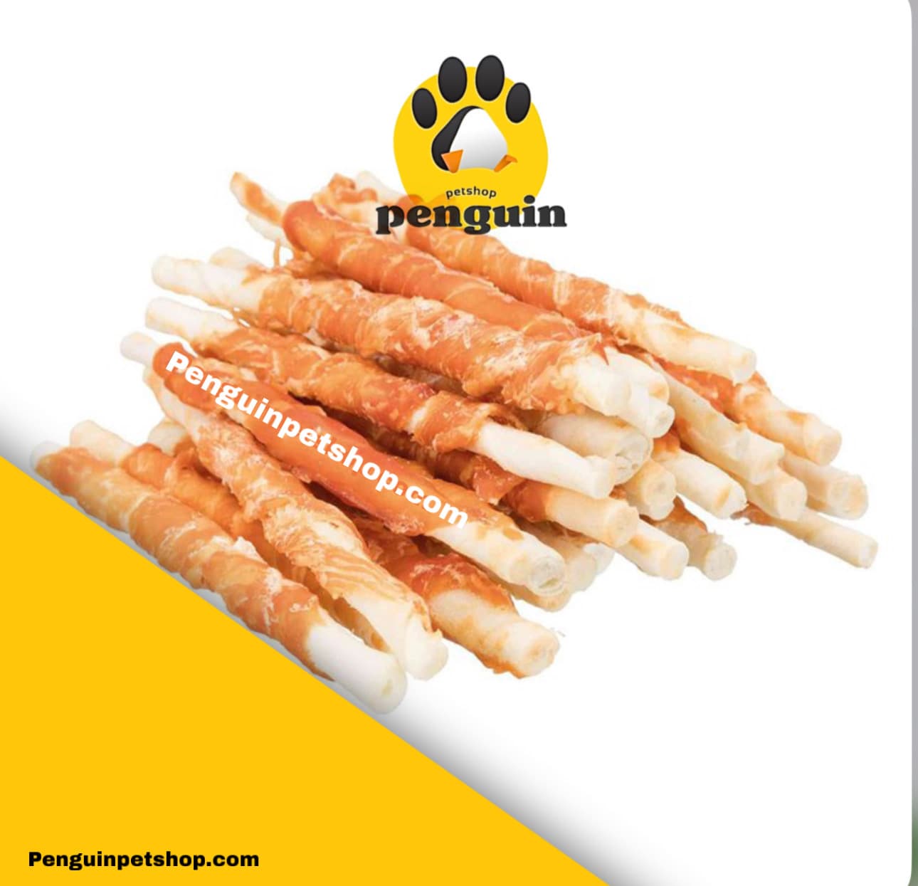 تشویقی دنتالی سگ ونپی روهاید با دور پیچ مرغChicken Jerky & Rawhide Twists وزن 100گرم — تصویر ۲
