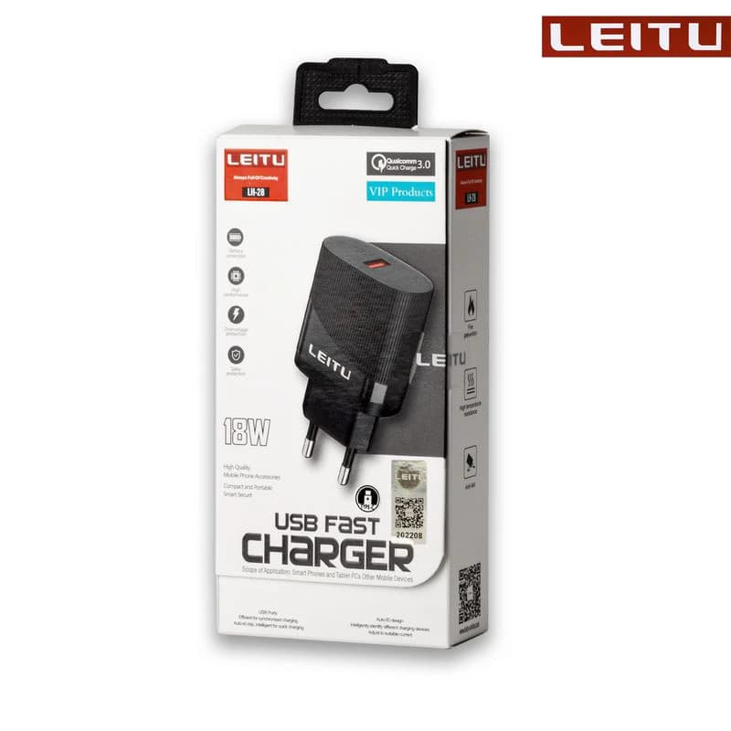 شارژر دیواری موبایل لیتو Leitu LH-28 با کابل TYPE-C — تصویر ۳