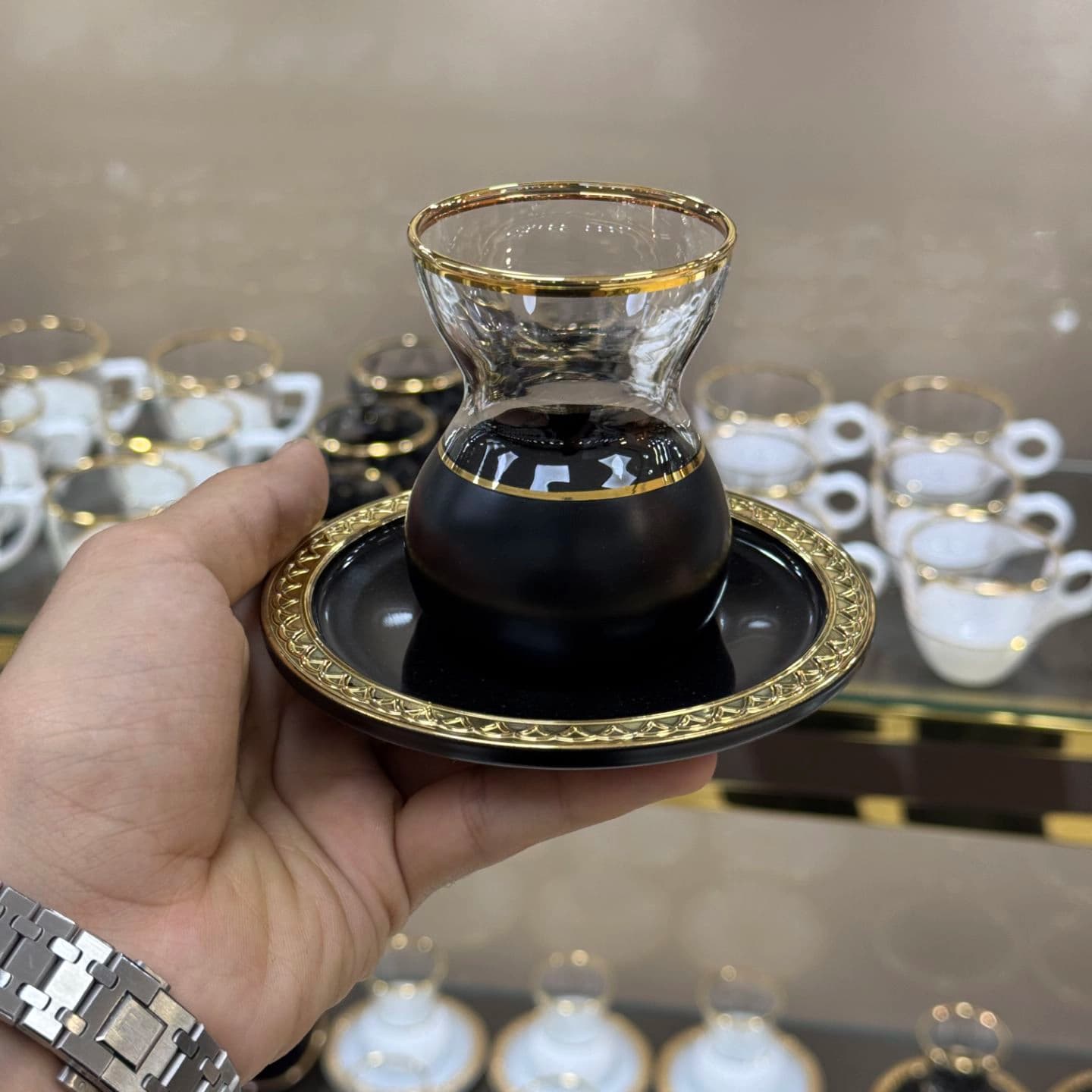 فنجان و قندان سفید و مشکی | فنجان و قندان جدید کد 348 — تصویر ۲