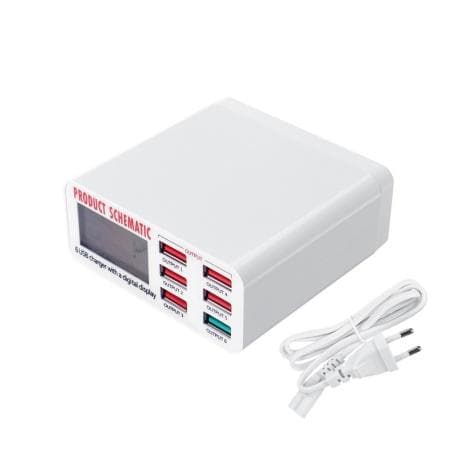 شارژر و تستر USB رومیزی 6 خروجی مدل WLX-896