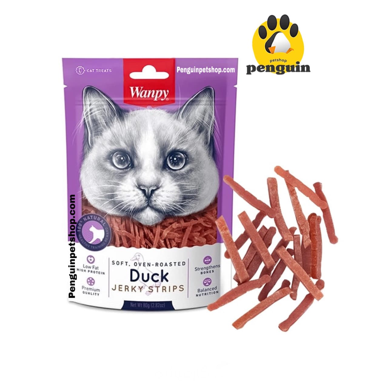 تشویقی گربه ونپی Duck Jerky Strips طعم اردک وزن 100گرم