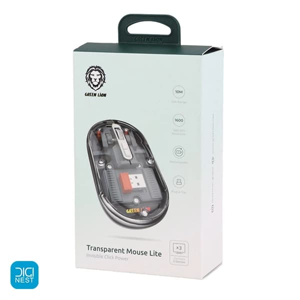 ماوس بی سیم شفاف گرین لاین مدل Transparent Mouse Lite GL-RM6 — تصویر ۳