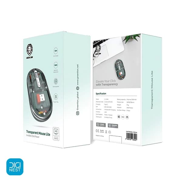 ماوس بی سیم شفاف گرین لاین مدل Transparent Mouse Lite GL-RM6 — تصویر ۴