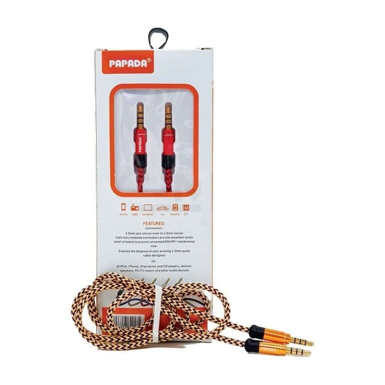 کابل AUX برزنتی سرفلزی PAPADA مدل PL-22 — تصویر ۲