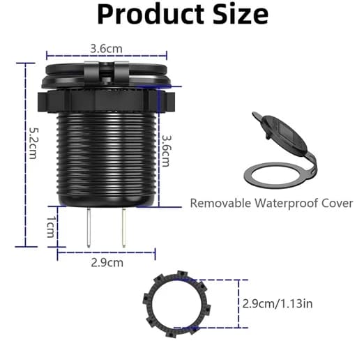 شارژر USB خودرویی روپنلی گرد قرمز دو خروجی فست شارژ QC3.0 با نشانگر ولتاژ — تصویر ۴